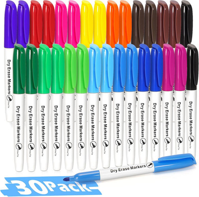 Duchong 30 Packs Dry Erase Markers in 15 Colors, Fine Tip Whiteboard Markers for