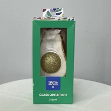 🆕  TABITHA BROWN Glass Avocado Christmas Ornament white & gold Target 2024 box
