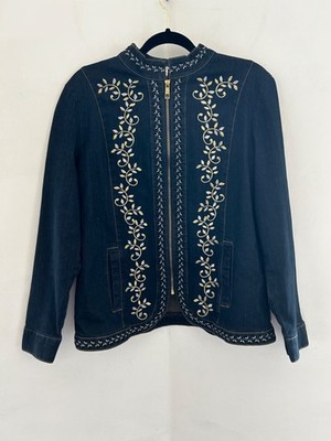 Vicki Wayne women's embroidered denim jacket. size M