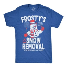 Mens Funny T Shirts Frostys Snow Removal Sarcastic Winter Graphic Novelty Tee