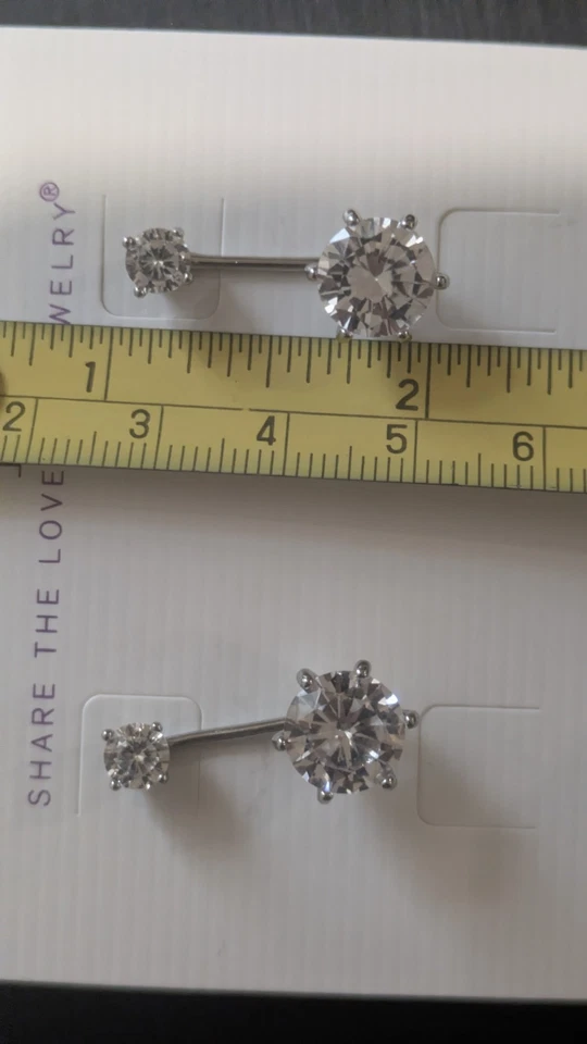 Lia София серебристого тона w CZ пирсинг серьги гвоздики или подвеской в одной паре - трудно найти - Изображение 3 из 4