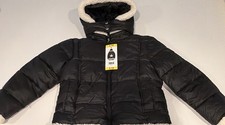 Sam Edelman Girls puffer jacket sherpa trim-Black, Size Small-7/8