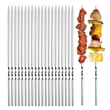 Stainless Steel Flat BBQ Kabob Skewer Barbecue Skewers Sticks Set for Grilling