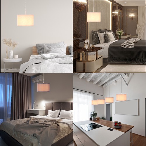 Plug in Pendant Light, 2 Pack 15Ft Rope Cord Hanging Lamp Fixture Beige - Bild 7 von 7
