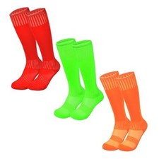 Kids Soccer Socks Toddler Football Socks 5-7 Years Red/Orange/Green 3 Pairs