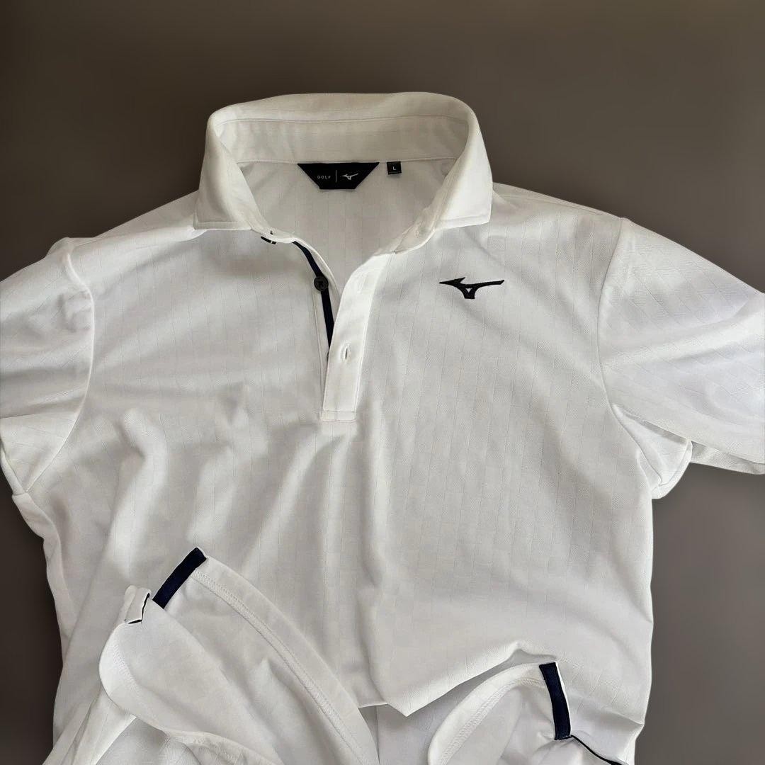 Mizuno Golf Polo Shirt White L Size Used   Men Rare Golf Model JPN Limited Editi