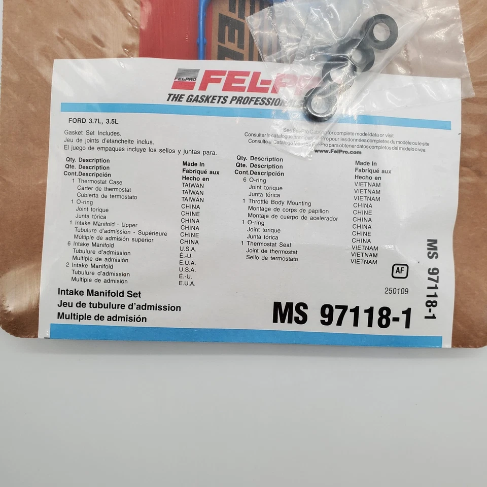 Juego de juntas de colector de admisión Felpro MS97118-1 nuevo para F150 Ford Transit / Lincoln Foto 3 de 4