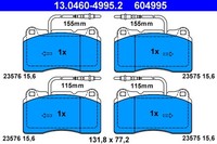 ATE Bremsbelagsatz Scheibenbremse 13.0460-4995.2 FüR Lancia Phedra C8 Fiat 807
