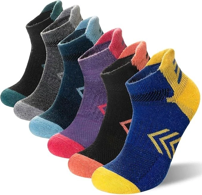 6 Pairs Merino Wool Ankle Hiking Running Socks,Breathable No Show Sock SIZE 5-10
