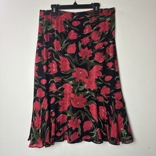 Vtg Indira Skirt Reversible Black Floral Forest Fairy Y2K 90s Whimsigoth Boho L