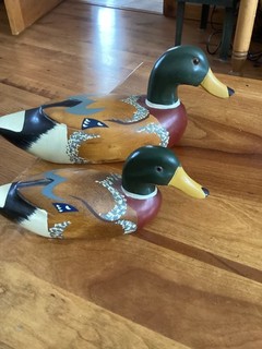 wooden decorative mallard ducks hand painted