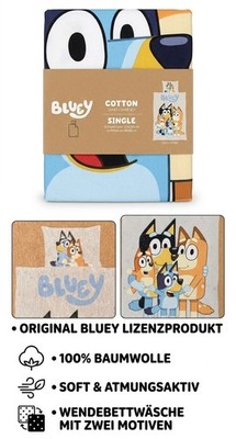 Jerry Fabrics Bluey Family 135 x 200 cm 80x80 cm Wende- Bettwäsche