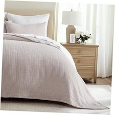 Cotton Gauze Full Queen FULL/QUEEN 92"x96" Rosette Beige Reverses to White