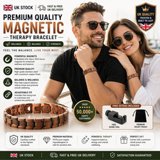 3X Ultra Strength Magnetic Bracelet For Men 100% Pure Copper Therapy Bracelet UK
