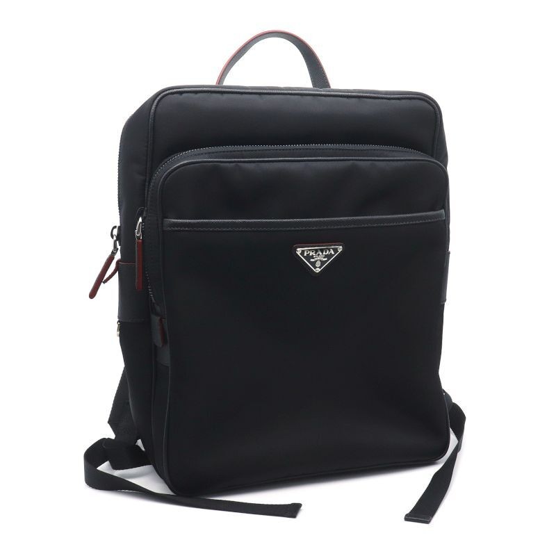 PRADA backpack 2VZ064 nylon saffiano leather black backpack triangle logo used