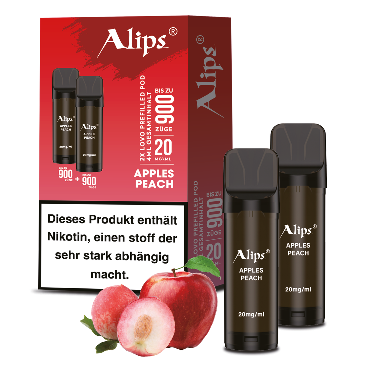 Alips LOVO 900 E-Zigarette Mehrweg 2x Pod-System E-Shisha mit 20mg Nikotin  Vape