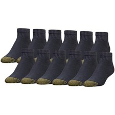 GOLDTOE Men's 656P Cotton Ankle Athletic Socks, Multipairs, Black 12-Pairs ,...