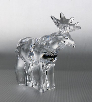 Orrefors Glasfigur, Briefbeschwerer Elch, Jan Johansson,L. ~14cm, ~530g, Vintage