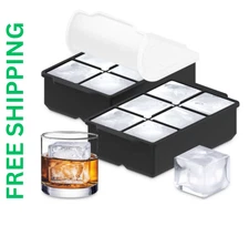 KitchFort 2-Pack Large Silicone Ice Cube Tray 2" Big Whiskey Cocktail Molds
