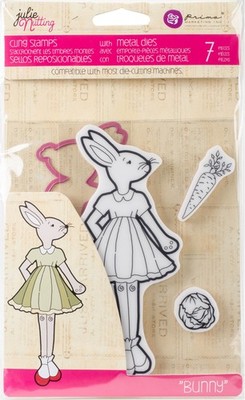 Prima Julie Nutting BUNNY Paper Doll Stamp & Die Set - 912912 - NEW