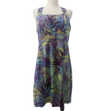 Title Nine Tennis Dress Women's 10 Purple Palm Tropical Nimblene Built in Bra