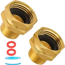 2 Pack Brass Garden Hose Adapter 3/4" GHT Female x 1/2" NPT Male Connector