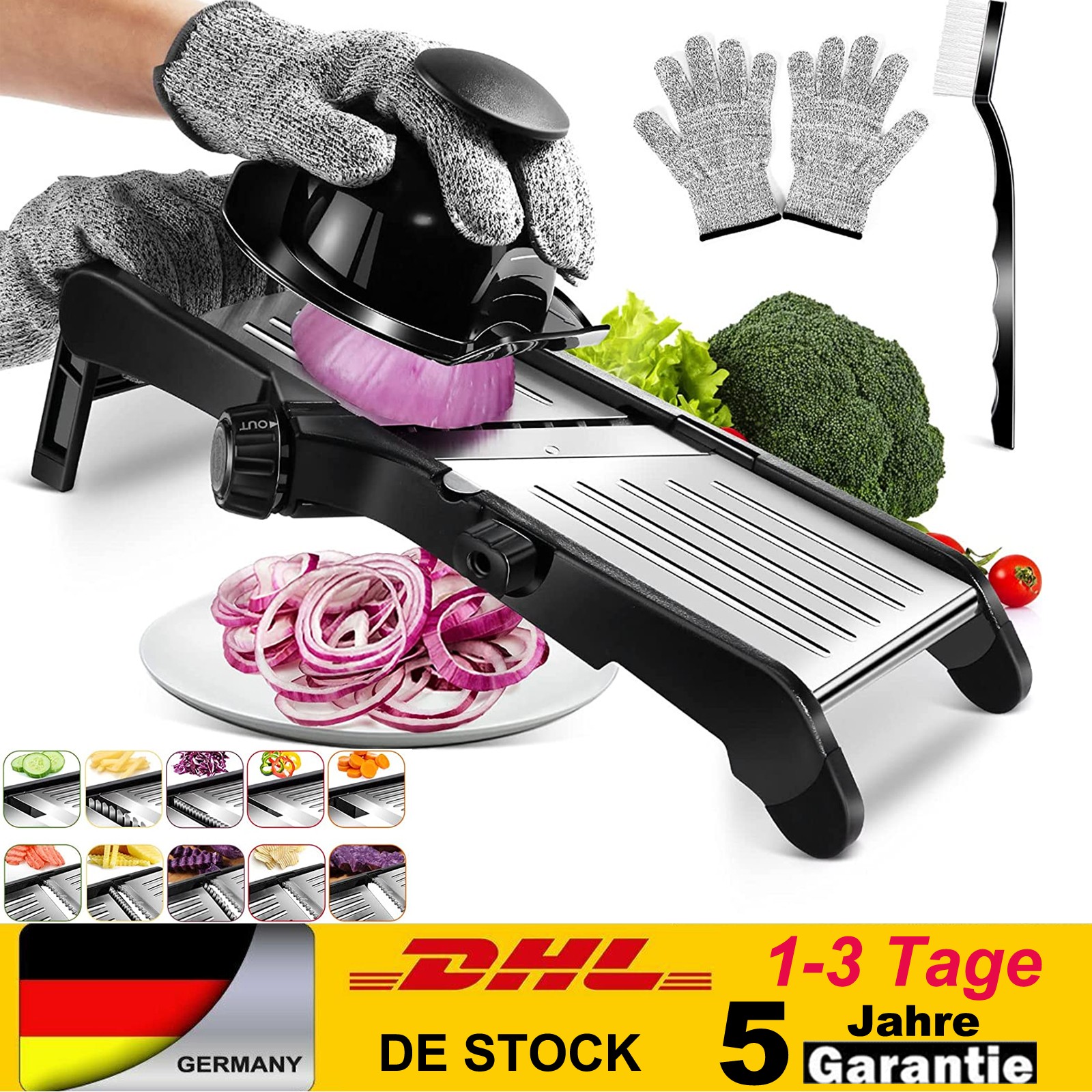 Reibe Edelstahl Küchenreibe Mandoline Gemüseschneider Gemüsehobel Gemüse Profi