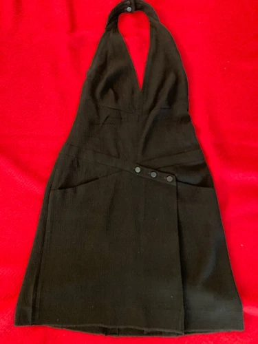 Autentico abito Chanel Halter BLK con logo CC sui bottoni. Taglia 44