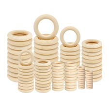 100 PCS Unfinished Natural Wooden Rings for Crafts, Wood Rings for DIY, Penda...