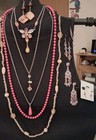 Lot Of 10 Pretty Pink Accented Necklaces & Earrings 5 Of Each — photo 1