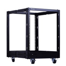 12U Open Frame Server Rack   Heavy Duty 4 Post Adjustable Depth with Casters