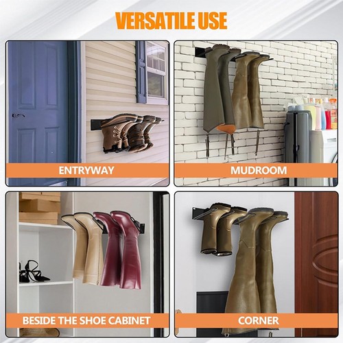 2Pcs Metal Boot Rack Sturdy Hanging Boot Organizer Home Mudroom Porch - Picture 2 of 6