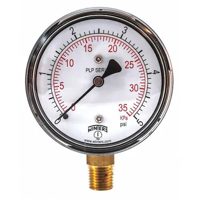 #ad Winters Plp305 Low Pressure Gauge 0 To 5 Psi 2 1 2 In Dial 1 4 In Npt $38.59