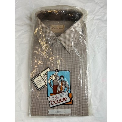 Daily Double Mens Dress Shirt Brown Checkered Fine Tailored Sport L