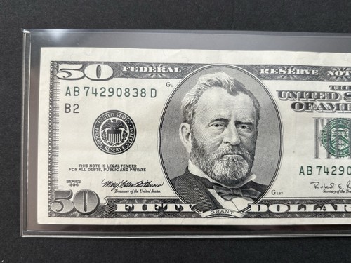Series 1996 $50 Bill- Large Portrait- AB74290838D - Excellent Condition XF-AU - Picture 4 of 4