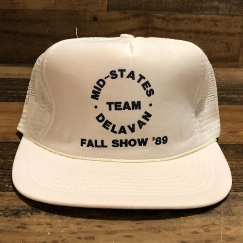 Vintage Team Delavan Czapka Snapback Trucker Cap Męska biała Mid States Fall Show 89 - Zdjęcie 1 z 12