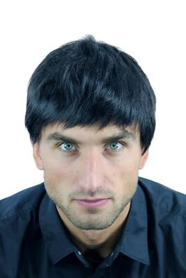 Perücke Herren Herrenperücke Männer kurz schwarz glatt K-006-1B Perrücke