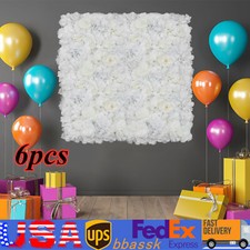 6Pcs Artificial Flower Wall Panels Floral Silk Rose Wall Wedding Backdrop Decor