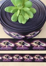 7/8 & 1.5" (1YD) Baltimore Ravens Grosgrain Ribbon Football Cheer Bow Ribbon