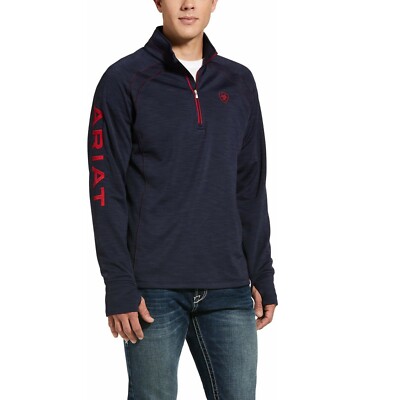 Ariat  Men's Navy Heather Team Logo 1/2 Zip Sweatshirt 10032804