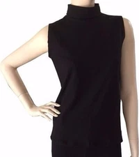 Women Premium Cotton Sleeveless Turtleneck Tops T-Shirt Tee Blouse 32 Colors USA