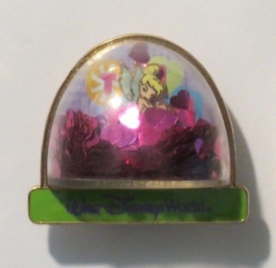 DISNEY WDW SNOW GLOBE TINKER BELL SIMPLY SWEET WITH PINK HEART CANDY PIN