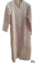 Vtg NWT Barbizon Quilted Robe Pink Button Closure Maxi Floor Long Pockets M USA