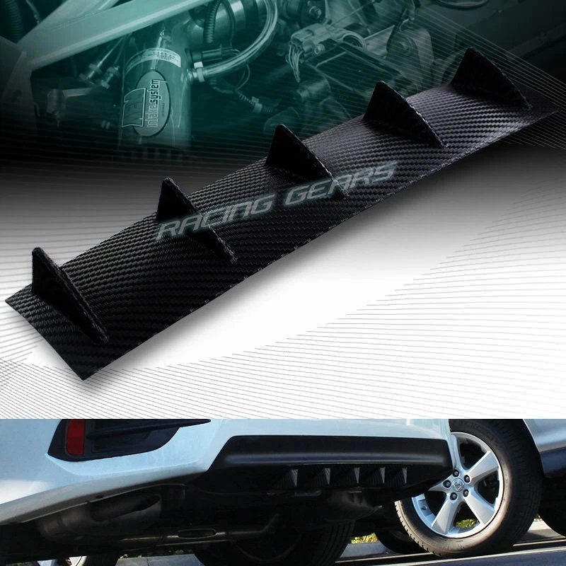 23" x 6" TIBURÓN 5 ALETAS ASPECTO CARBONO CARROCERÍA TRASERA ALERÓN INFERIOR DIFUSOR LABIO UNIVERSAL Foto 4 de 4