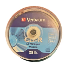 25 VERBATIM Music CD-R 40X  Branded Logo 700MB Audio 96155