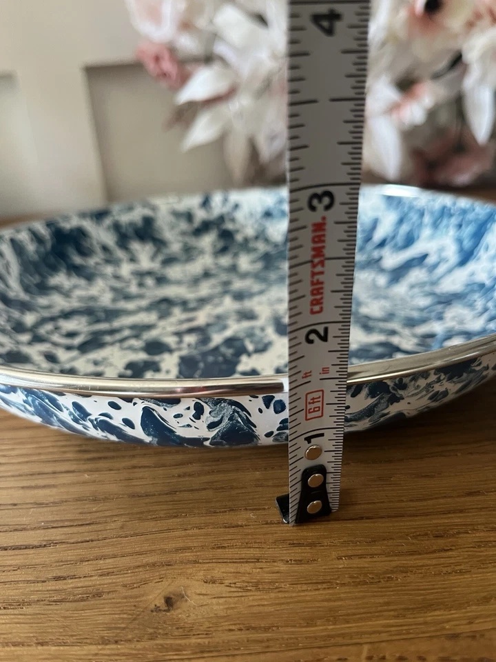 "Juego de 4 cuencos remolinos azules esmaltados The Golden Rabbit 9,75"" usados en excelente estado" Foto 3 de 4