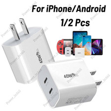 40W PD Fast Charging USB Type C Wall Charger Adapter For iPhone 15 14 X Android