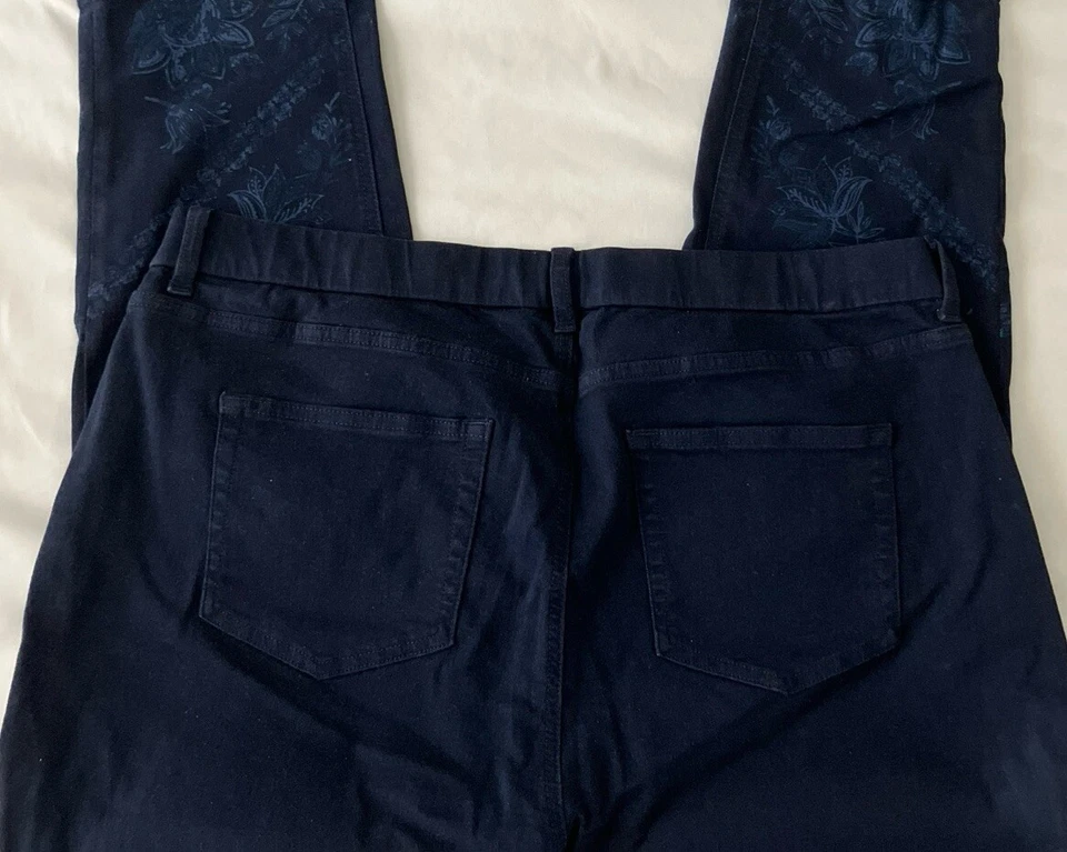 Denim & Co. Petite Easy Stretch Printed Slim Ankle Jean- Navy (Sz 20P) A650510  - Image 4 of 4