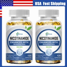 Qty240 Nicotinamide Resveratrol 500MG Caps,NAD Supplement Anti Aging Skin Health