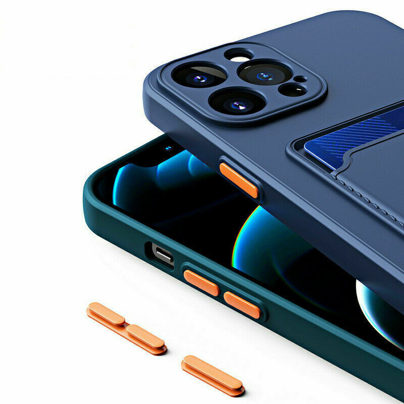 Slim Silicone Phone Case with Wallet Card Holder for iPhone 13 Pro 12 11 XR 7 8